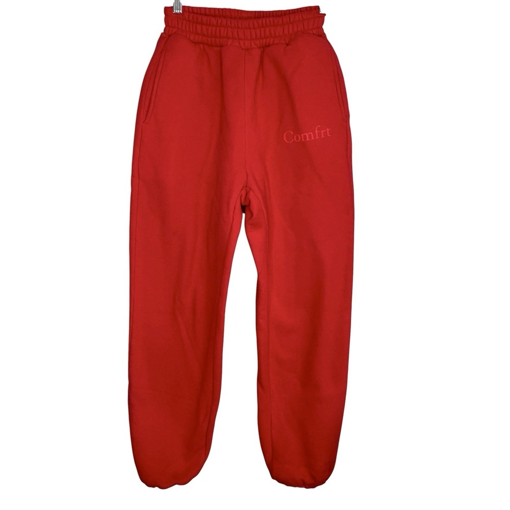 Comfrt Minimalist Sweatpants Jogger XS Athleisure Fleece Activewear Oversize Red